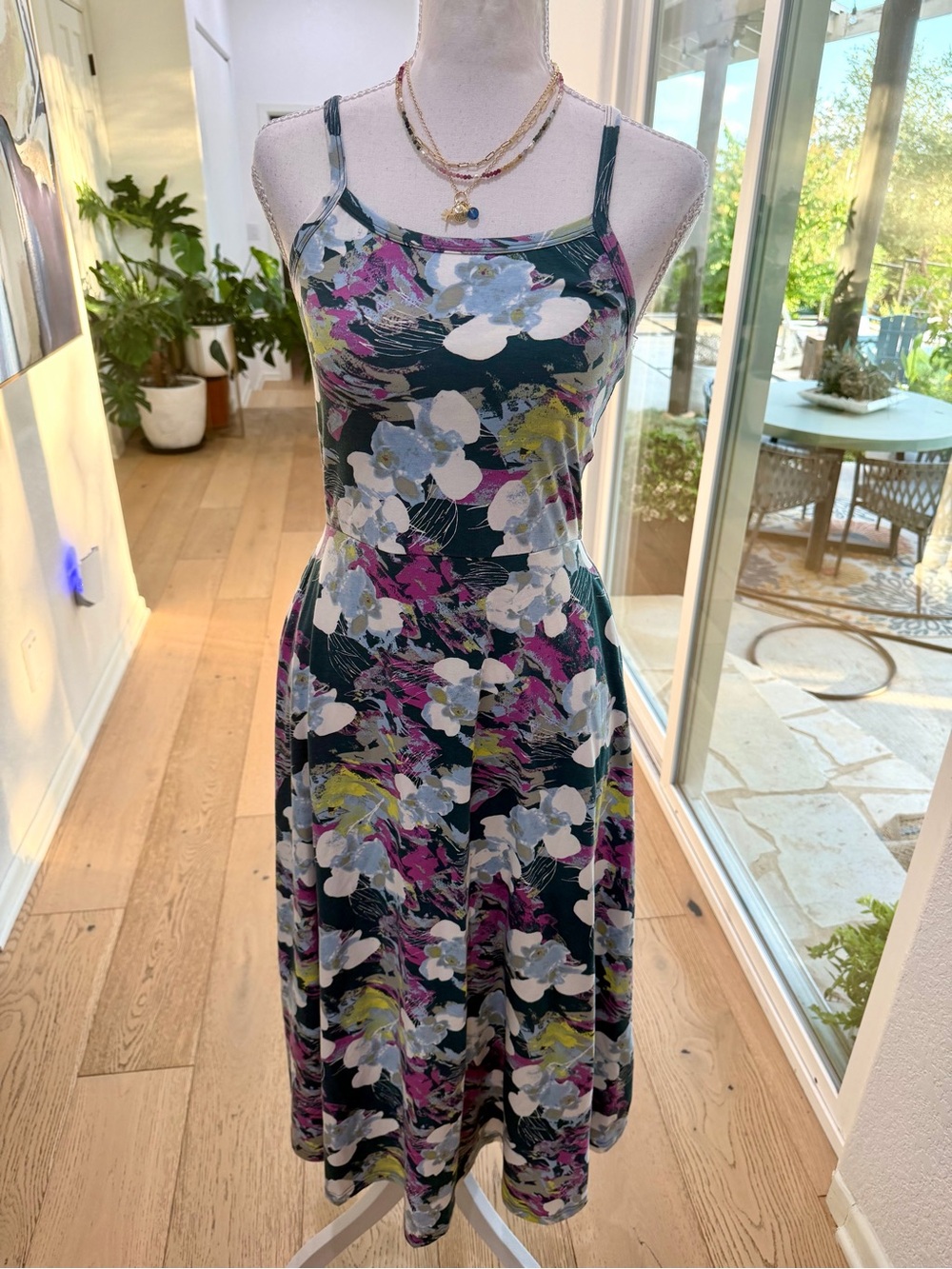 Pact Floral Summer Midi Dress Size SM Organic Cotton With Side Pockets